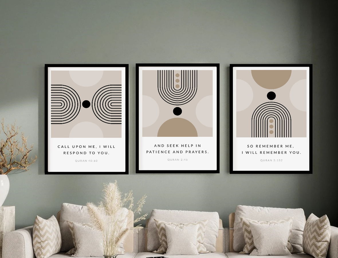 3 Pcs Islamic Quote Art Frame Set