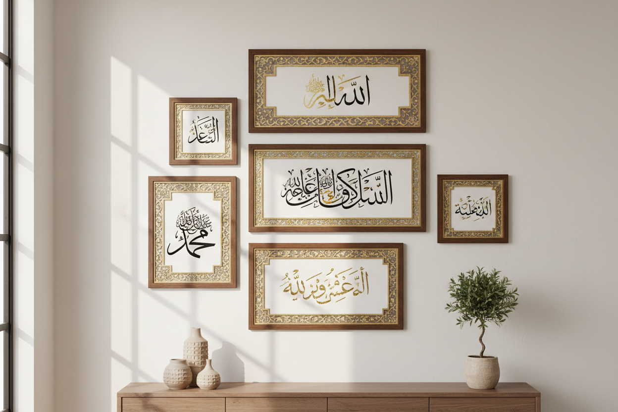 some motivationa, islamic caligraphy wooden frames 